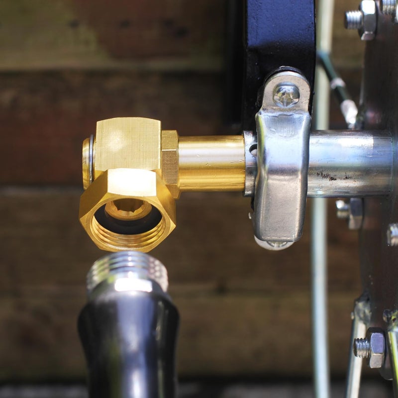 SIGURANTA تركيب بديل لفائف خرطوم الحديقة، نحاس 3/4" GHT أنثوي إلى 1/2" NPT ذكر محول كوع دوار (طول 4.72 بوصة 2 قطعة) - Image 5